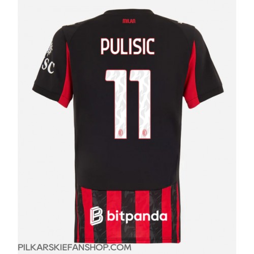 Koszulka piłkarska AC Milan Christian Pulisic #11 Strój Domowy dla kobiety 2025-26 tanio Krótki Rękaw Koszulka piłkarska AC Milan Christian Pulisic #11 Strój Domowy dla kobiety 2025-26 tanio Krótki Rękaw
